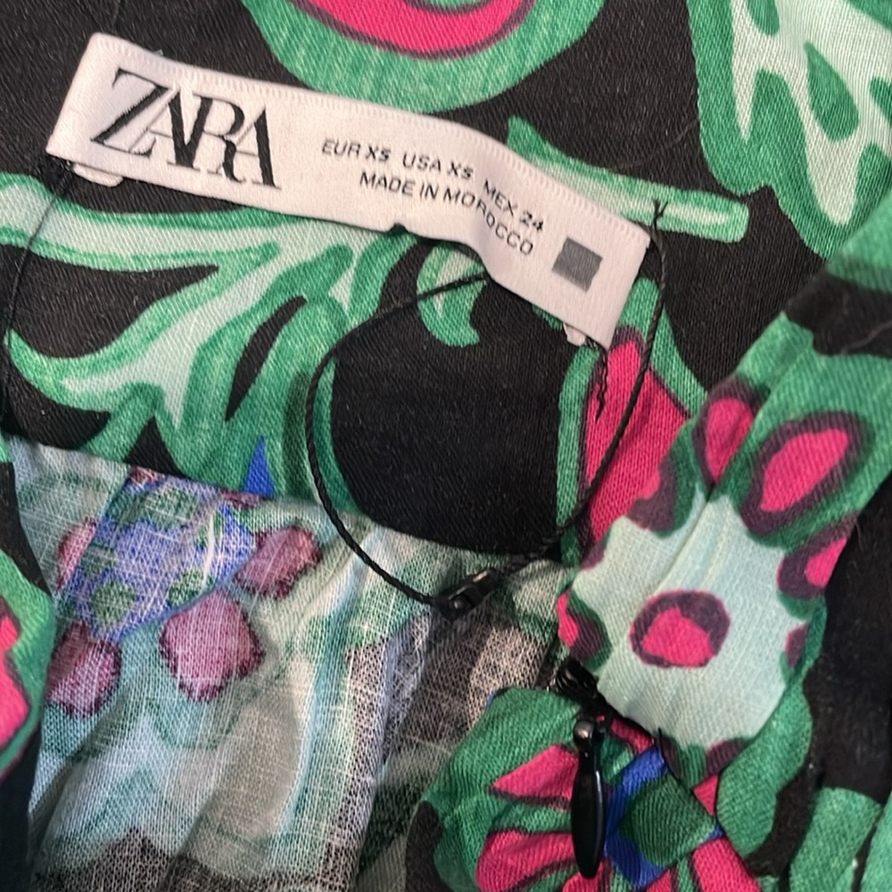 NWOT ZARA Linen Blend Floral Mini Skirt Size XS - Picture 3 of 6